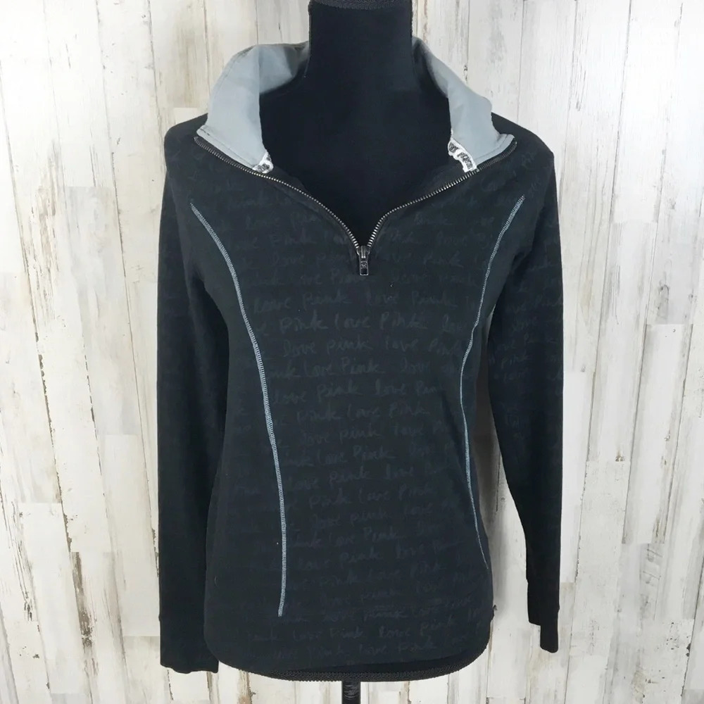 VS Pink Yoga Logo Quarter Zip Pullover Jacket S